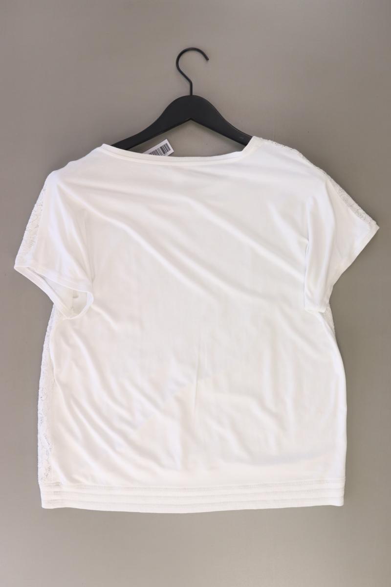 Mona Shirt mit Spitze Gr. 44 mit Blumenmuster Kurzarm weiß aus Elasthan