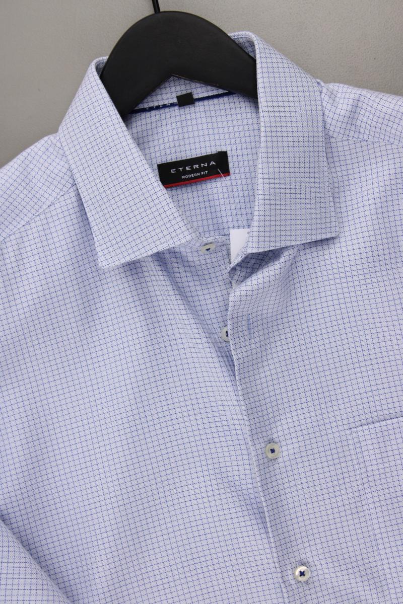 Eterna Kurzarmhemd für Herren Gr. Hemdgröße 43 neuwertig blau aus Baumwolle