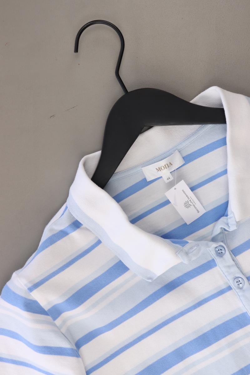 Mona Poloshirt Gr. 44 gestreift Kurzarm blau aus Baumwolle