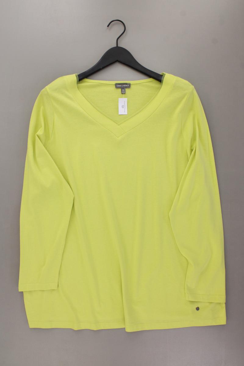 Gina Laura Shirt mit V-Ausschnitt Gr. XXL Langarm grün aus Baumwolle