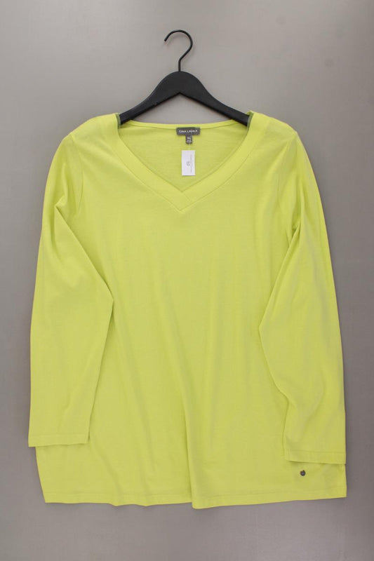 Gina Laura Shirt mit V-Ausschnitt Gr. XXL Langarm grün aus Baumwolle