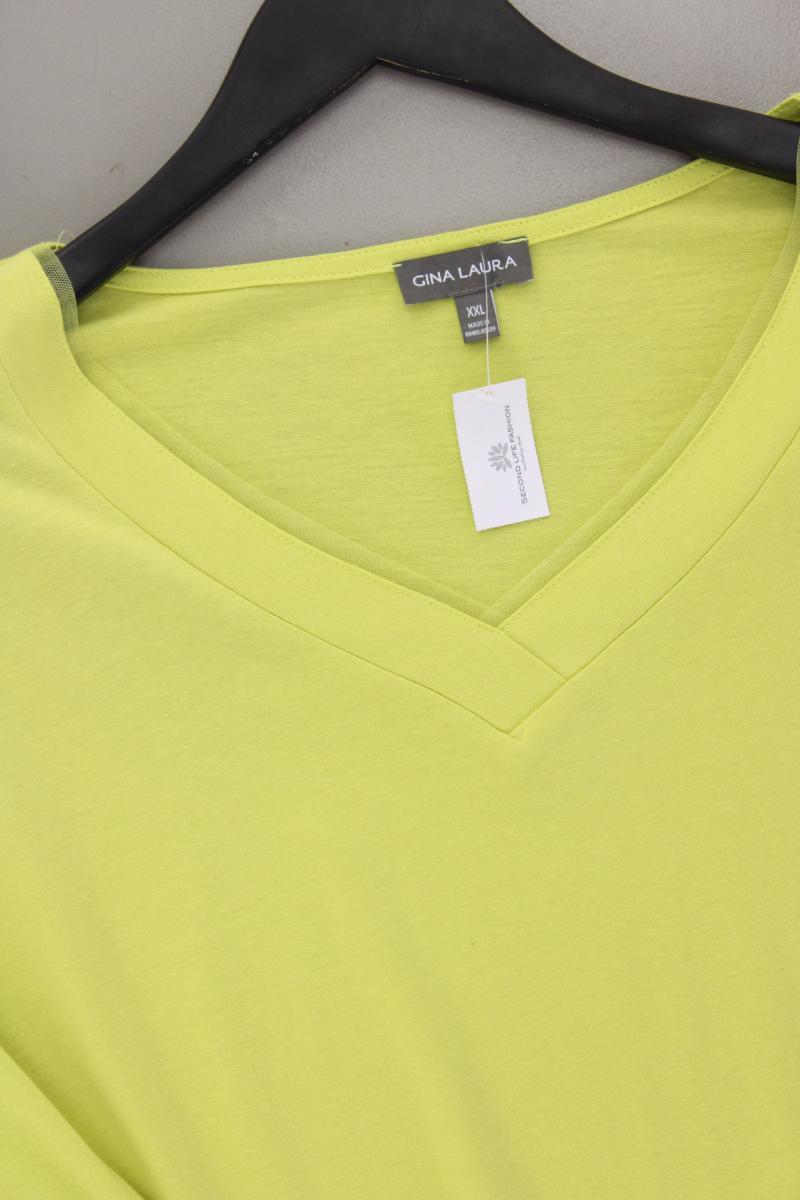 Gina Laura Shirt mit V-Ausschnitt Gr. XXL Langarm grün aus Baumwolle