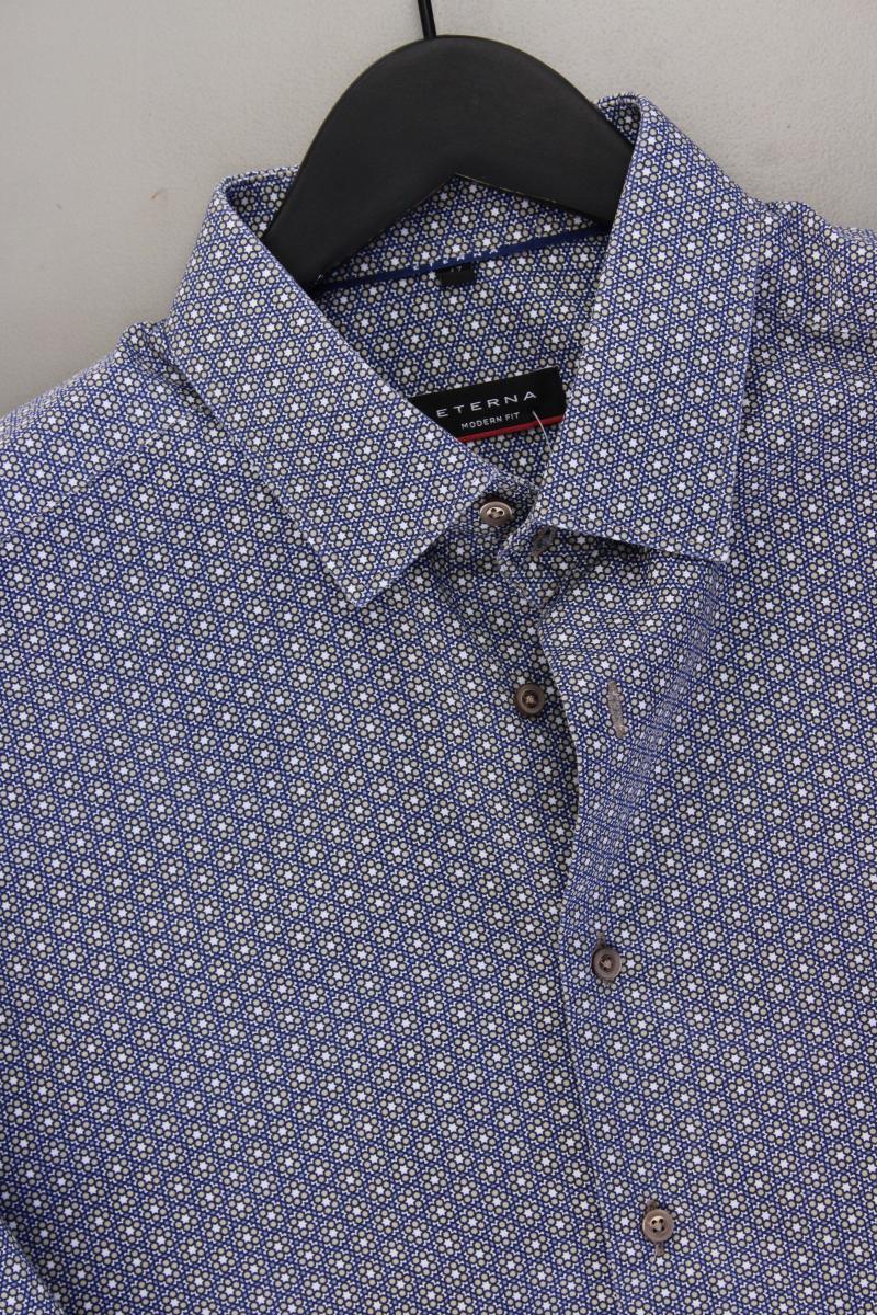 Eterna Kurzarmhemd für Herren Gr. Hemdgröße 43 neuwertig blau aus Baumwolle