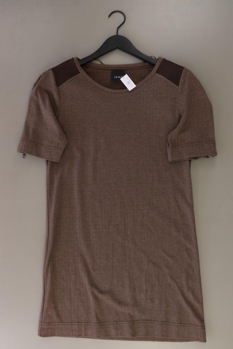 Ichi Kurzarmkleid Gr. L mit Fischgrätenmuster braun