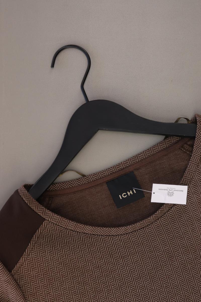 Ichi Kurzarmkleid Gr. L mit Fischgrätenmuster braun