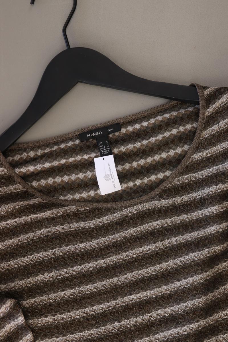 Mango Feinstrickpullover Gr. XL gestreift braun aus Viskose