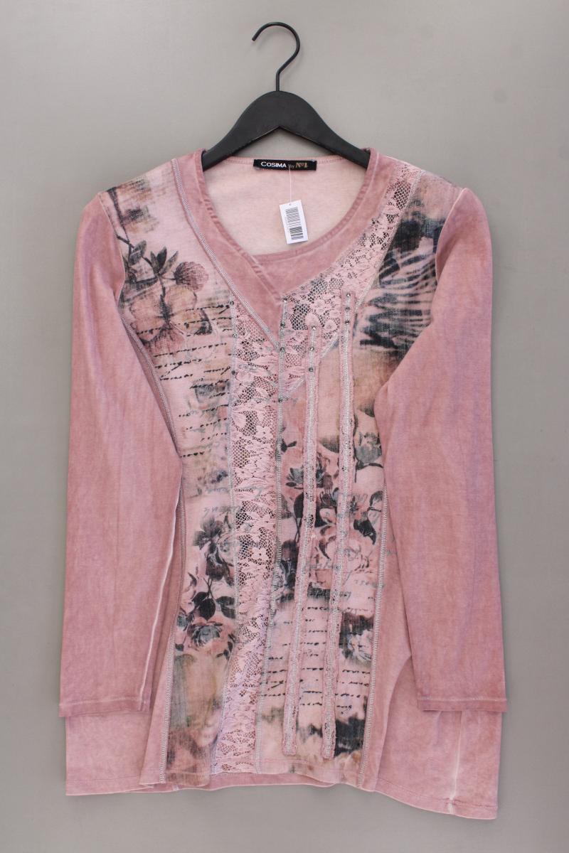 Cosima Longsleeve-Shirt Gr. 44 mit Blumenmuster Langarm rosa aus Baumwolle