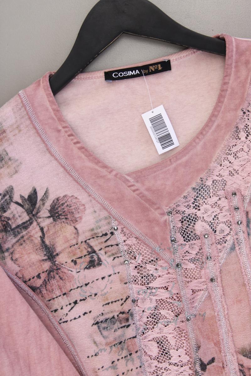 Cosima Longsleeve-Shirt Gr. 44 mit Blumenmuster Langarm rosa aus Baumwolle