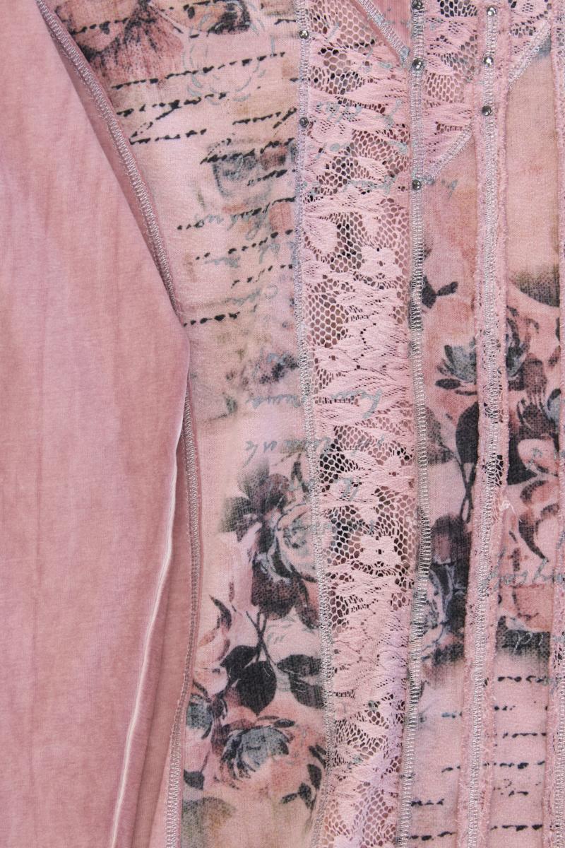 Cosima Longsleeve-Shirt Gr. 44 mit Blumenmuster Langarm rosa aus Baumwolle