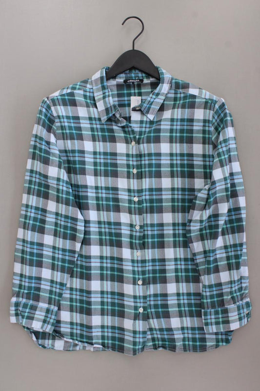 olsen Karobluse Gr. 48 kariert Langarm blau aus Viskose