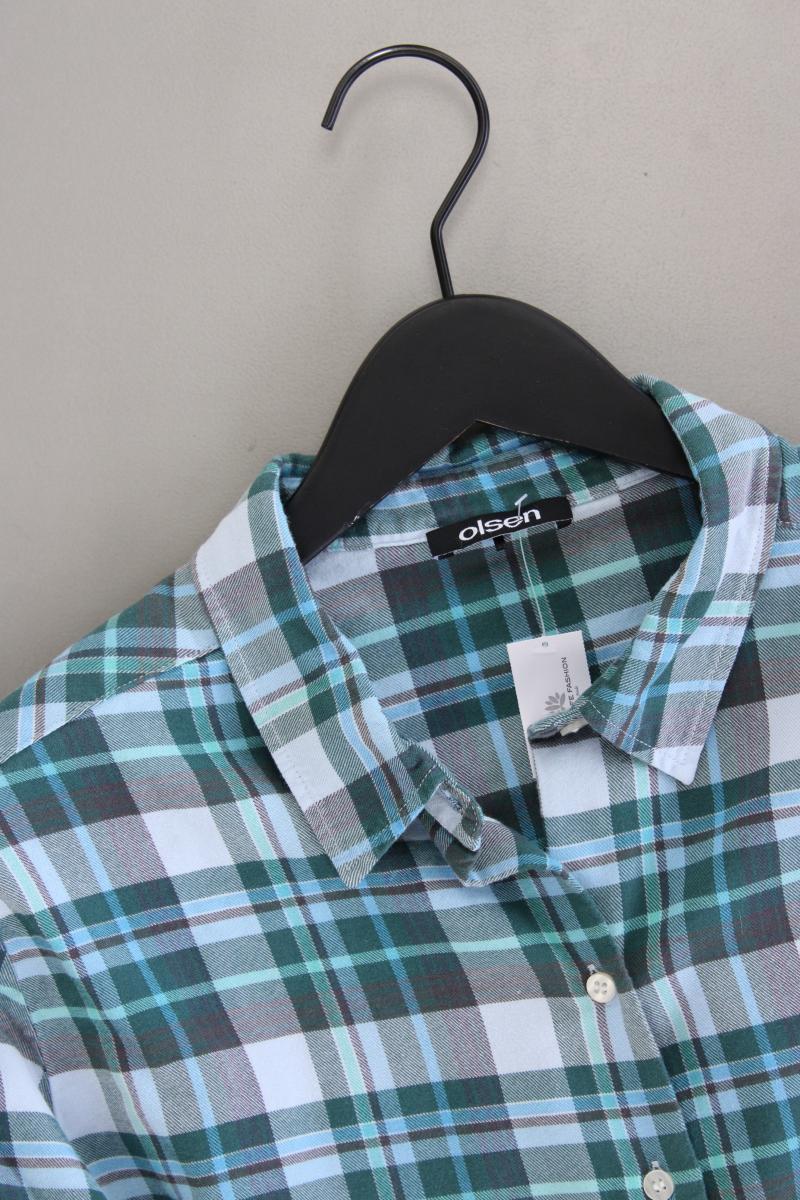 olsen Karobluse Gr. 48 kariert Langarm blau aus Viskose