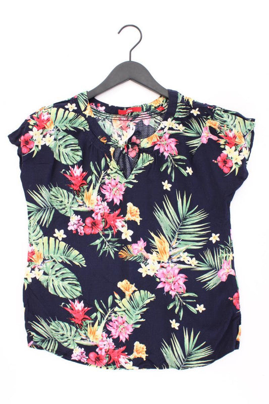 s.Oliver Kurzarmbluse Gr. 36 mit Blumenmuster mehrfarbig aus Viskose