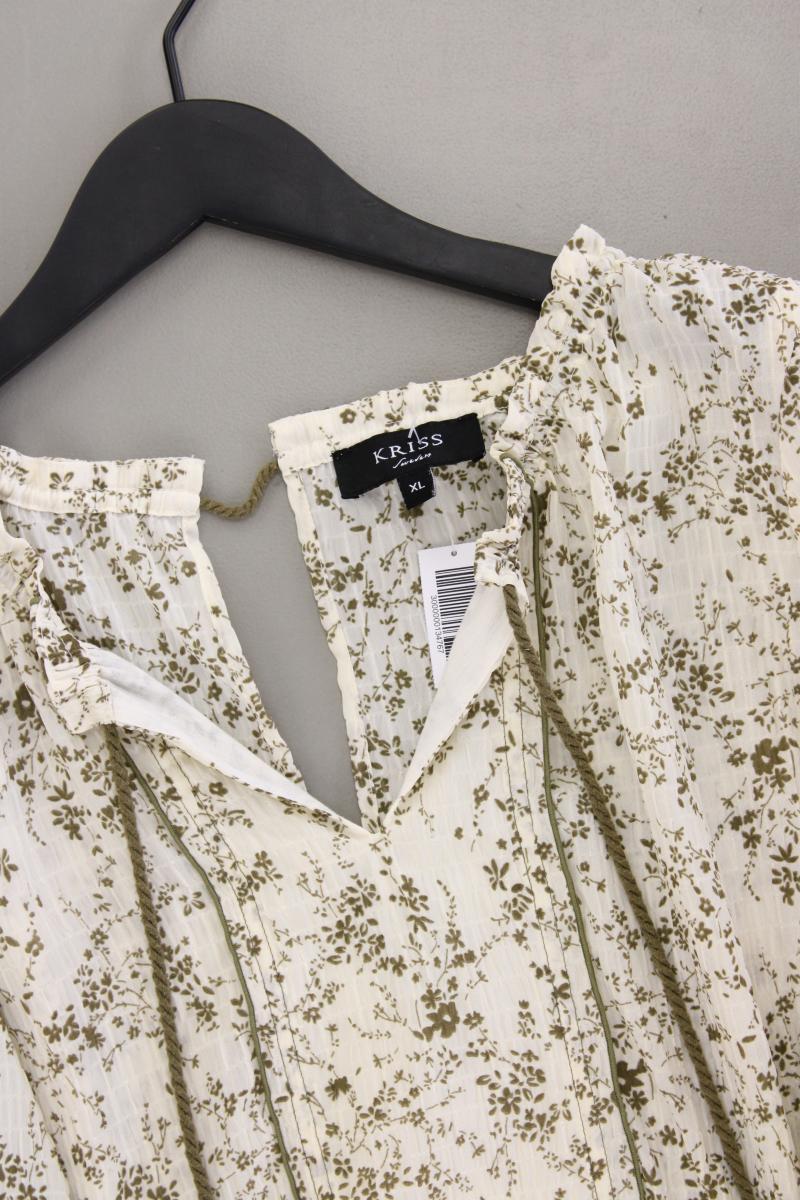 Kriss Sweden Classic Bluse Gr. XL mit Blumenmuster 3/4 Ärmel creme aus Polyester