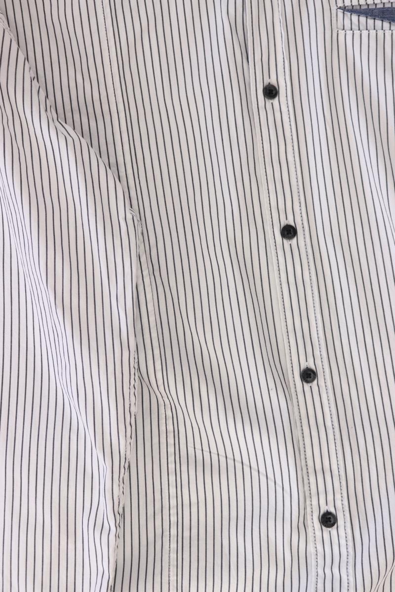 s.Oliver Langarmhemd für Herren Gr. L gestreift weiß aus Baumwolle