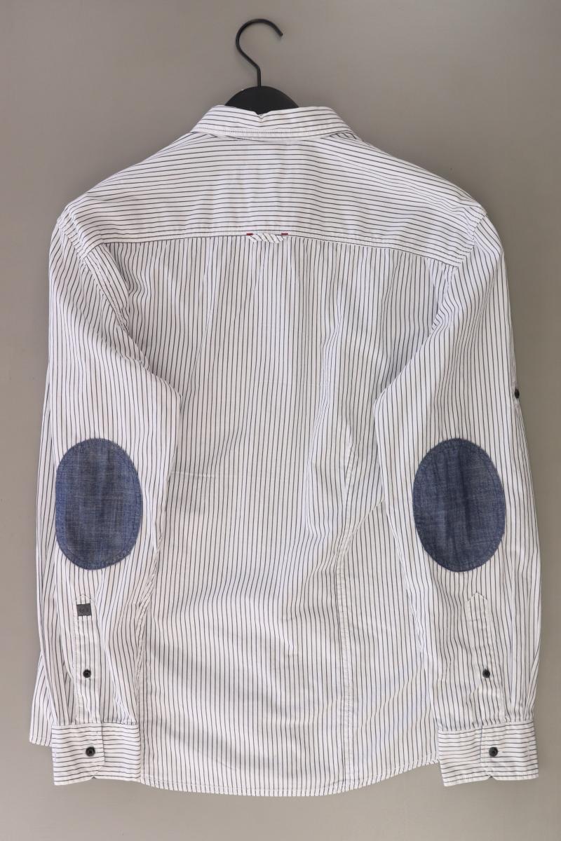 s.Oliver Langarmhemd für Herren Gr. L gestreift weiß aus Baumwolle