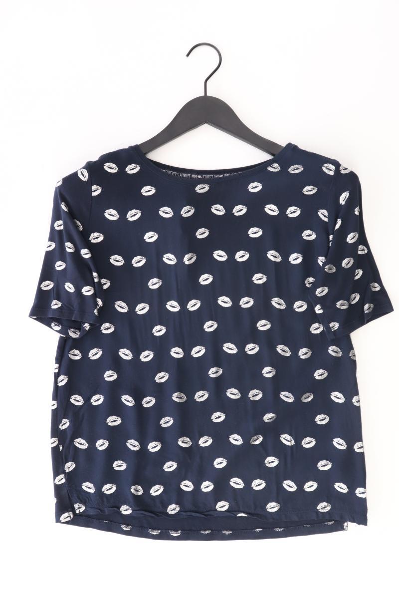 Street One Bluse mit Kussmundmuster Gr. 36 Kurzarm blau aus Viskose