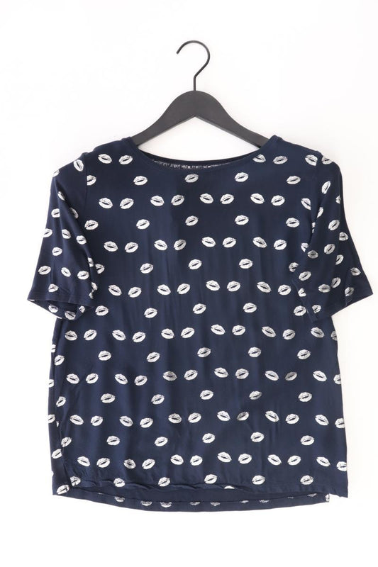 Street One Bluse mit Kussmundmuster Gr. 36 Kurzarm blau aus Viskose