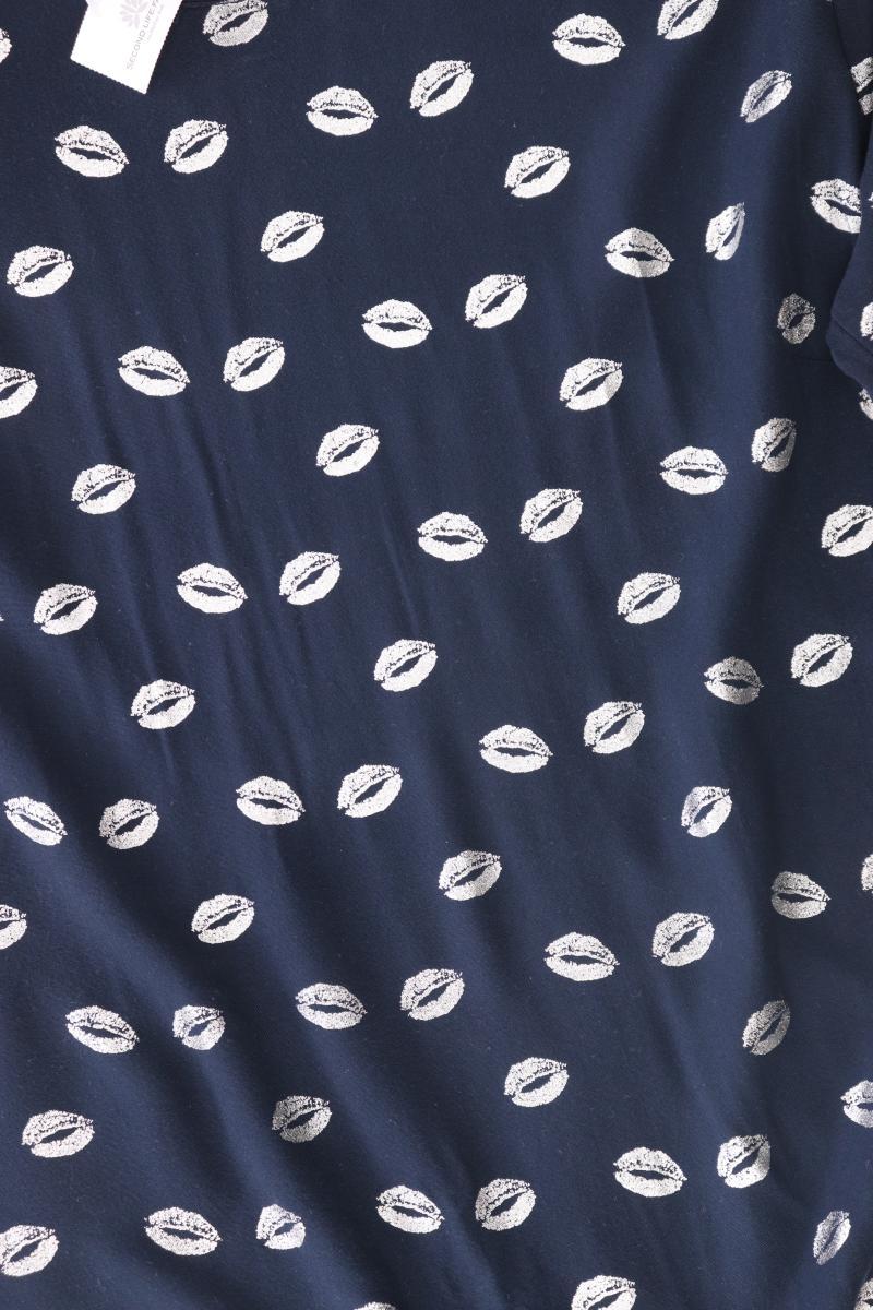 Street One Bluse mit Kussmundmuster Gr. 36 Kurzarm blau aus Viskose