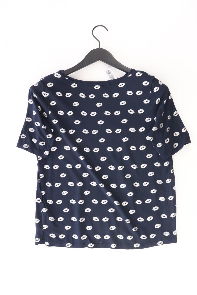 Street One Bluse mit Kussmundmuster Gr. 36 Kurzarm blau aus Viskose