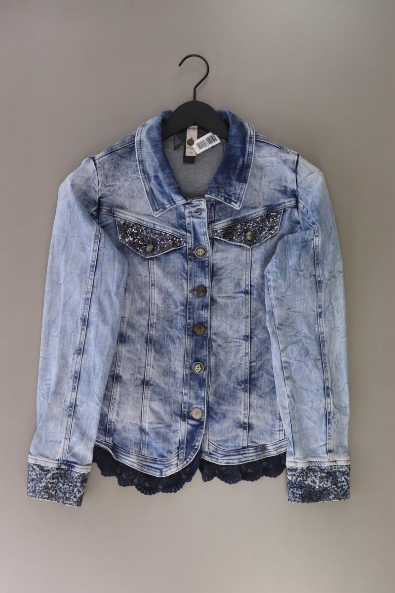 Tredy Jeansjacke Gr. 44 mit Pailletten blau