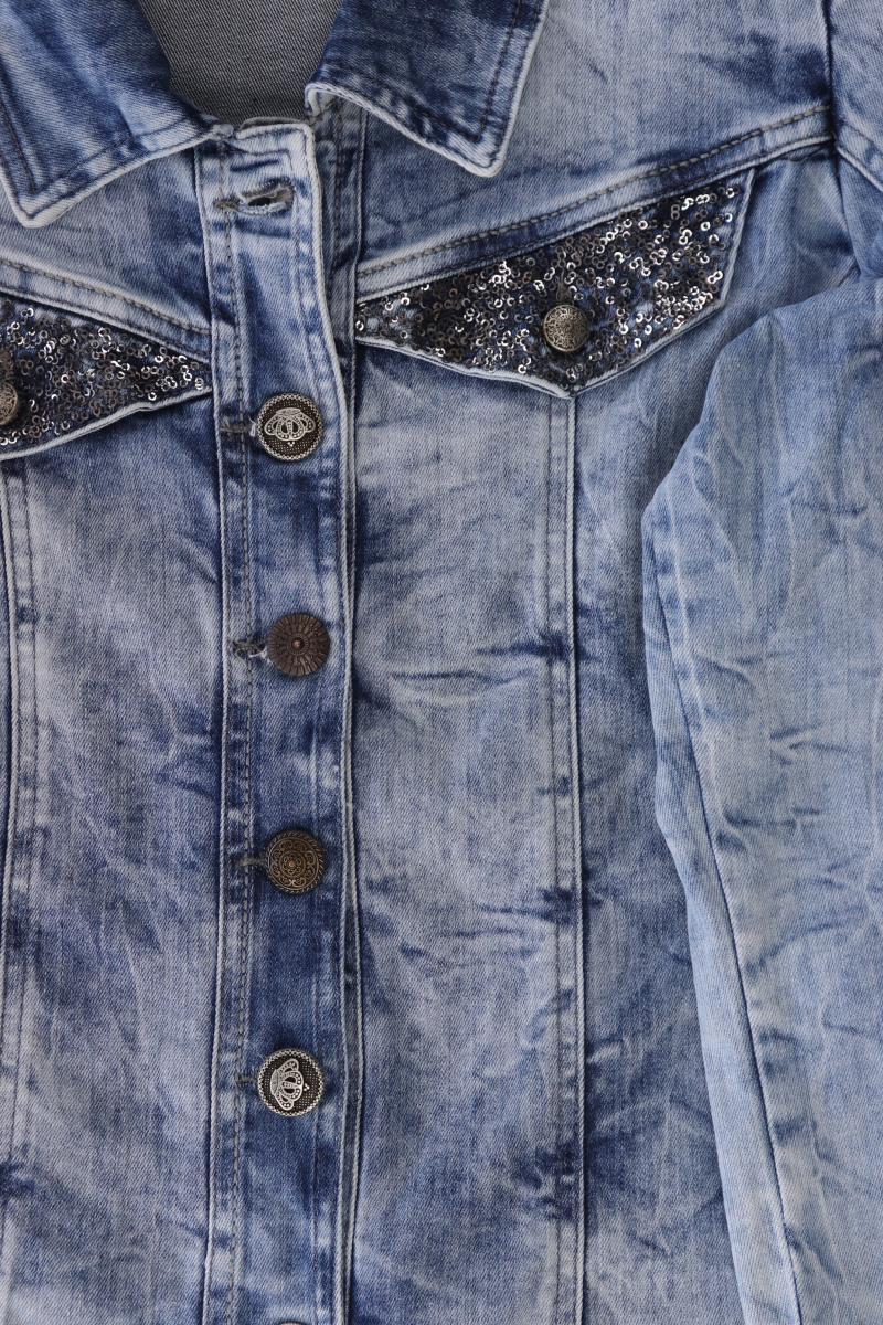 Tredy Jeansjacke Gr. 44 mit Pailletten blau