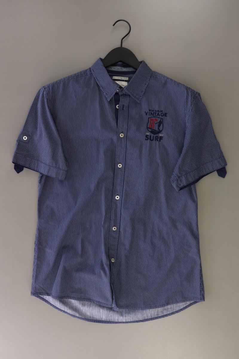 Tom Tailor Kurzarmhemd für Herren Gr. L gestreift blau aus Baumwolle