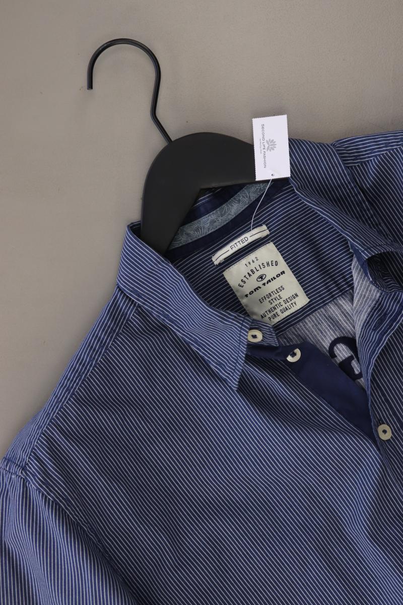 Tom Tailor Kurzarmhemd für Herren Gr. L gestreift blau aus Baumwolle