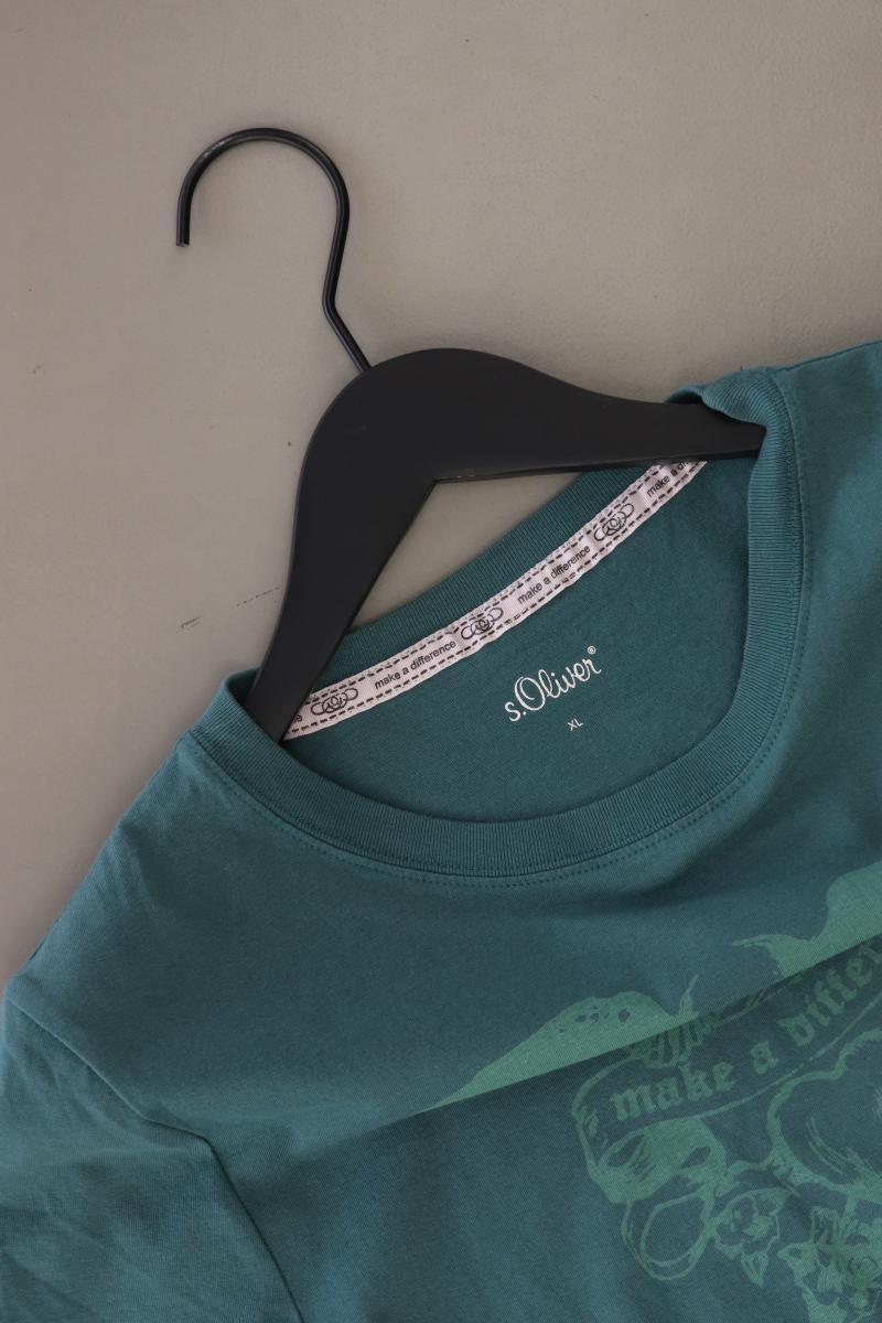 s.Oliver Printshirt Gr. XL Kurzarm grün aus Baumwolle