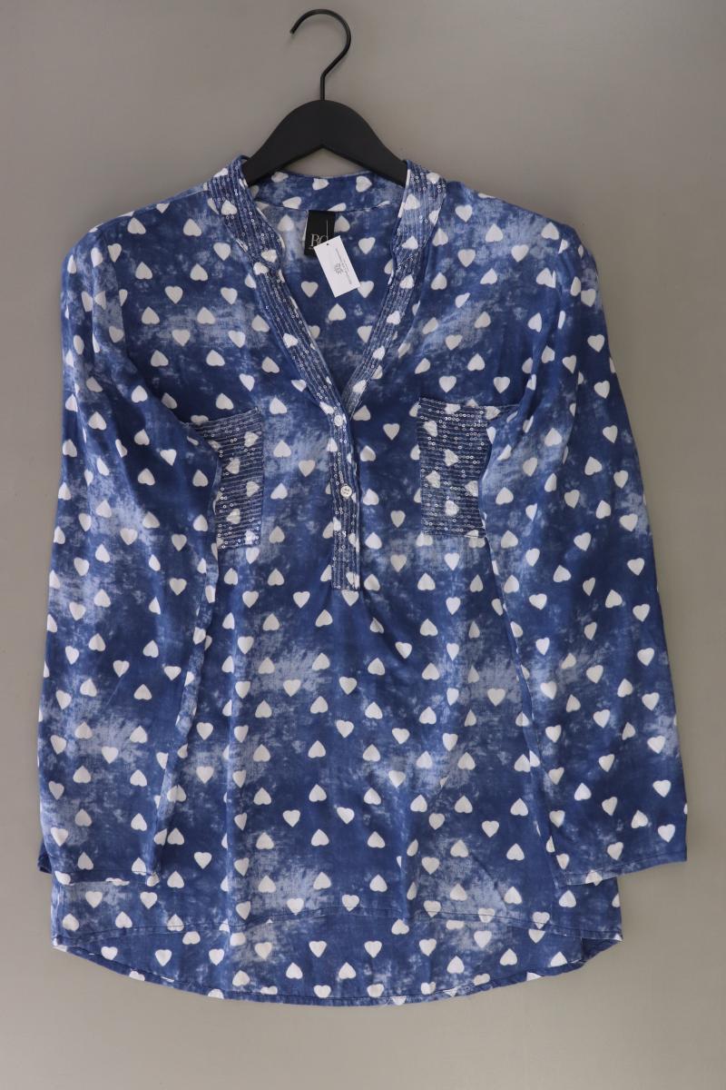 BC Best Connections Bluse mit Herzmuster Gr. 38 Langarm mit Pailletten blau