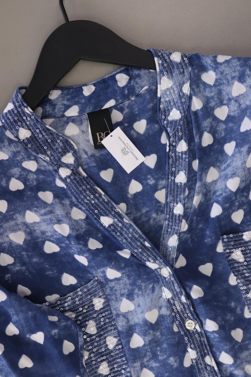 BC Best Connections Bluse mit Herzmuster Gr. 38 Langarm mit Pailletten blau