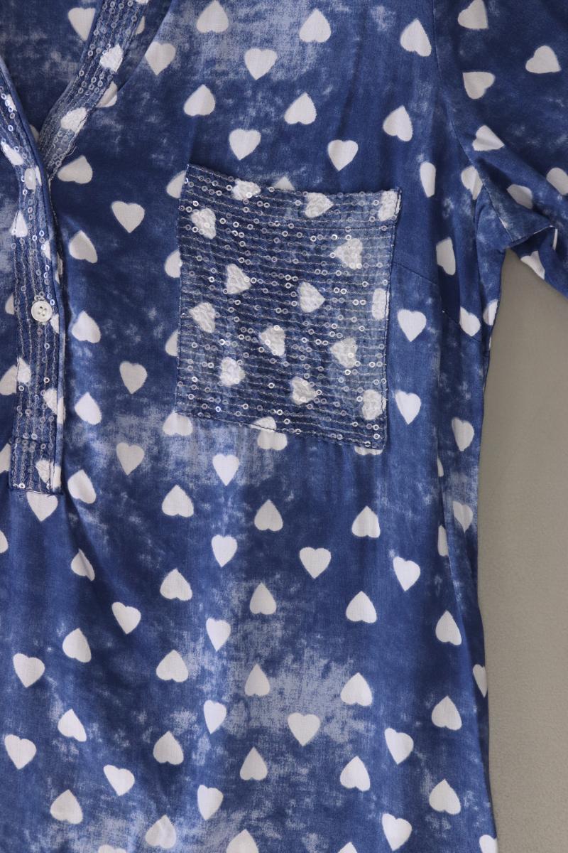 BC Best Connections Bluse mit Herzmuster Gr. 38 Langarm mit Pailletten blau