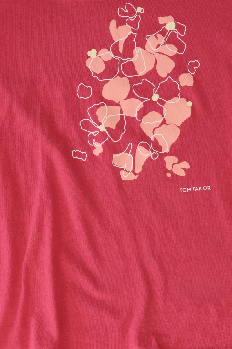 Tom Tailor T-Shirt Gr. S mit Blumenmuster Kurzarm rot aus Baumwolle