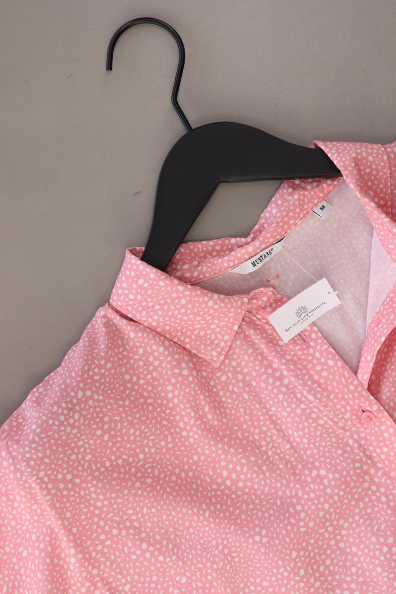 Mustang Kurzarmbluse Gr. 38 gepunktet rosa aus Baumwolle