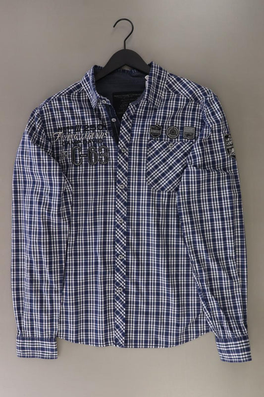 Camp David Langarmhemd für Herren Gr. M/L gestreift blau aus Baumwolle