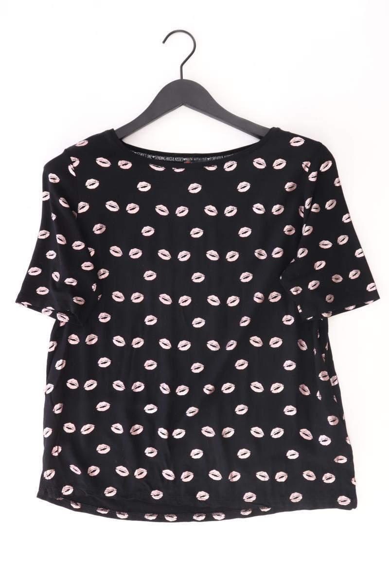 Street One Bluse mit Kussmundmuster Gr. 40 Kurzarm schwarz aus Viskose