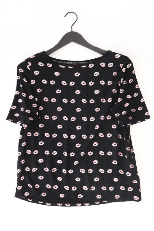 Street One Bluse mit Kussmundmuster Gr. 40 Kurzarm schwarz aus Viskose