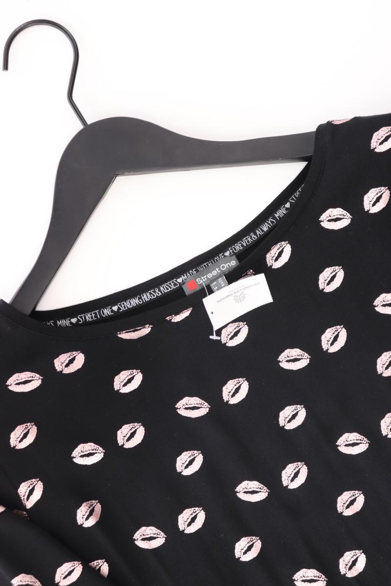Street One Bluse mit Kussmundmuster Gr. 40 Kurzarm schwarz aus Viskose