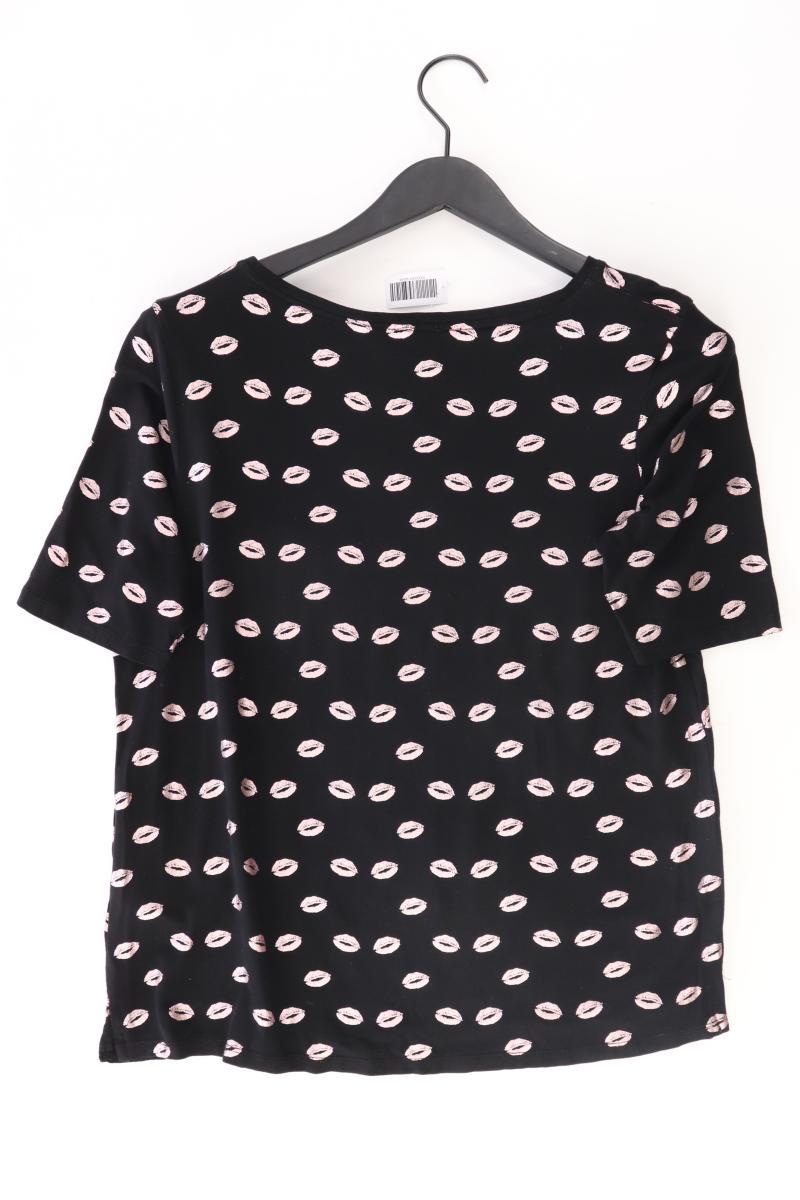 Street One Bluse mit Kussmundmuster Gr. 40 Kurzarm schwarz aus Viskose