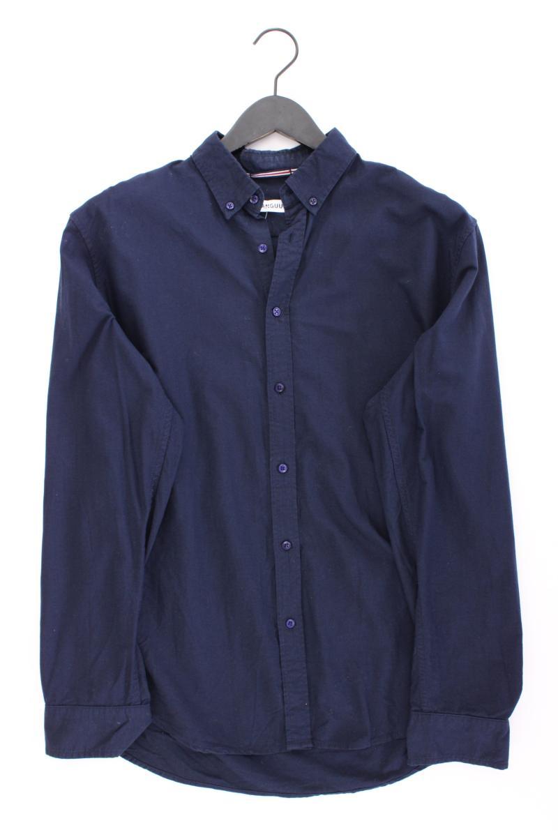 Manguun Langarmhemd für Herren Gr. Hemdgröße 39/40 blau aus Baumwolle