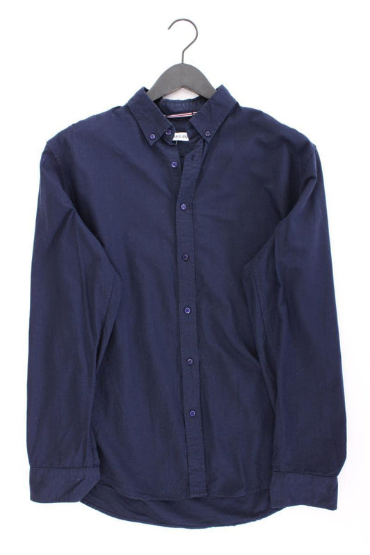 Manguun Langarmhemd für Herren Gr. Hemdgröße 39/40 blau aus Baumwolle