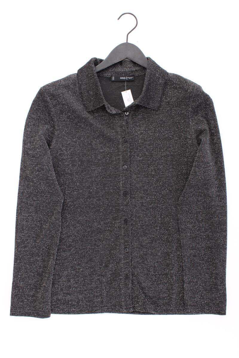 Mango Langarmbluse Gr. XL mit Glitzer silber