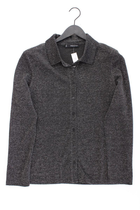 Mango Langarmbluse Gr. XL mit Glitzer silber