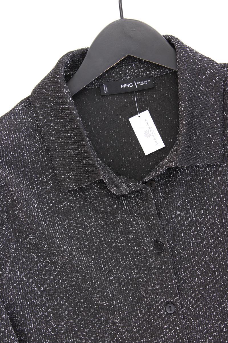 Mango Langarmbluse Gr. XL mit Glitzer silber
