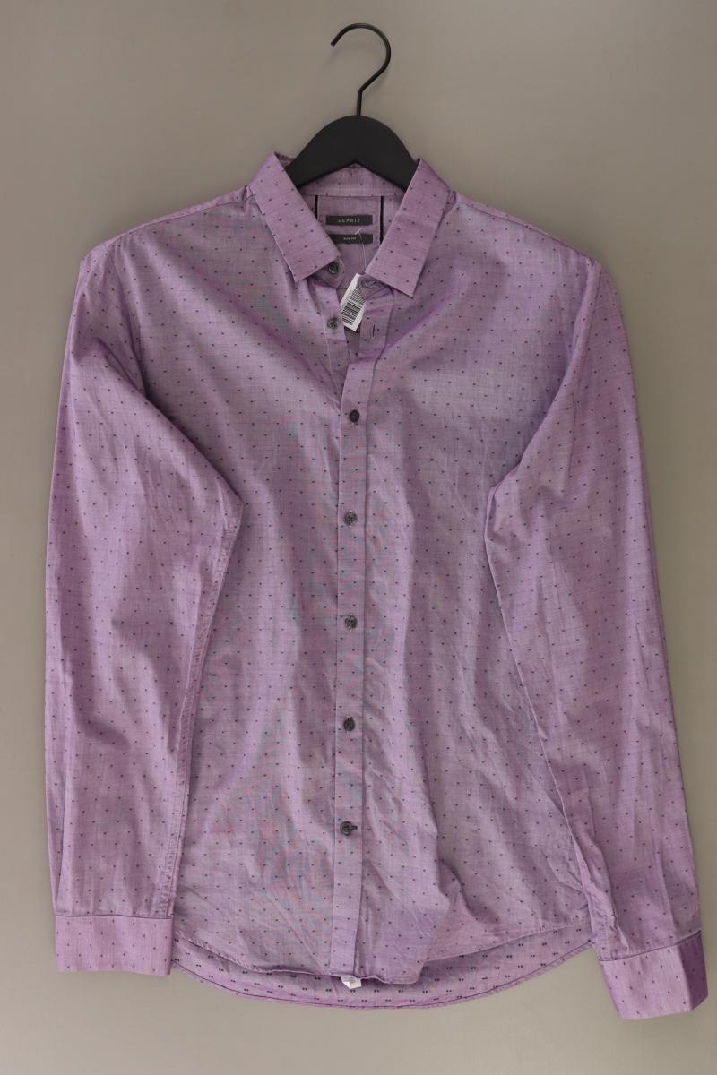 Esprit Langarmhemd für Herren Gr. Hemdgröße 40 gepunktet lila aus Baumwolle