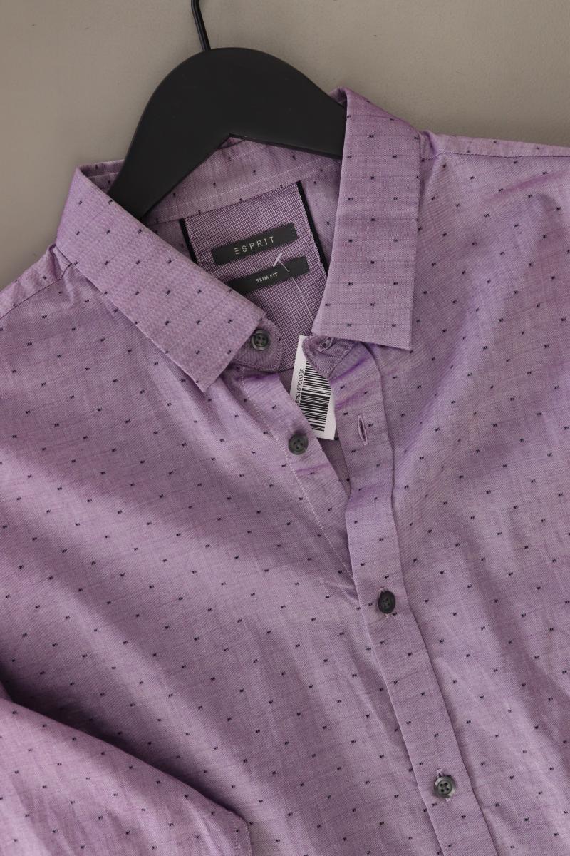 Esprit Langarmhemd für Herren Gr. Hemdgröße 40 gepunktet lila aus Baumwolle