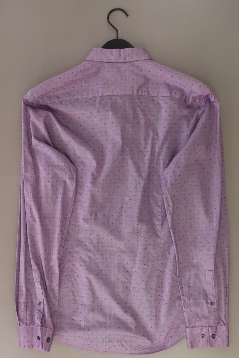 Esprit Langarmhemd für Herren Gr. Hemdgröße 40 gepunktet lila aus Baumwolle