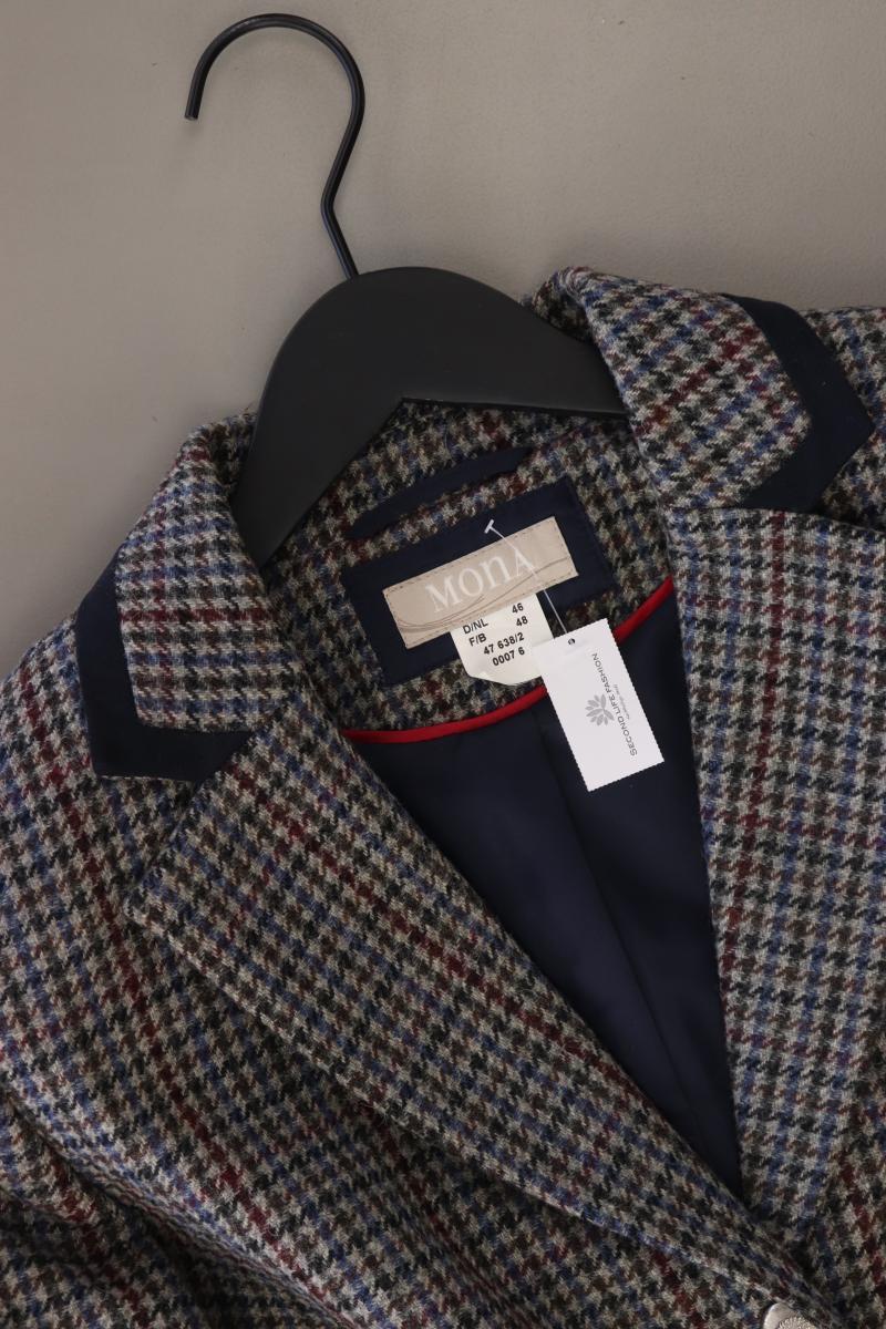 Mona Wollblazer Gr. 46 kariert grau aus Schurwolle