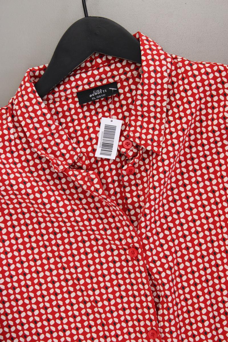 Gina Benotti Bluse Gr. 48/50 geometrisches Muster Langarm rot