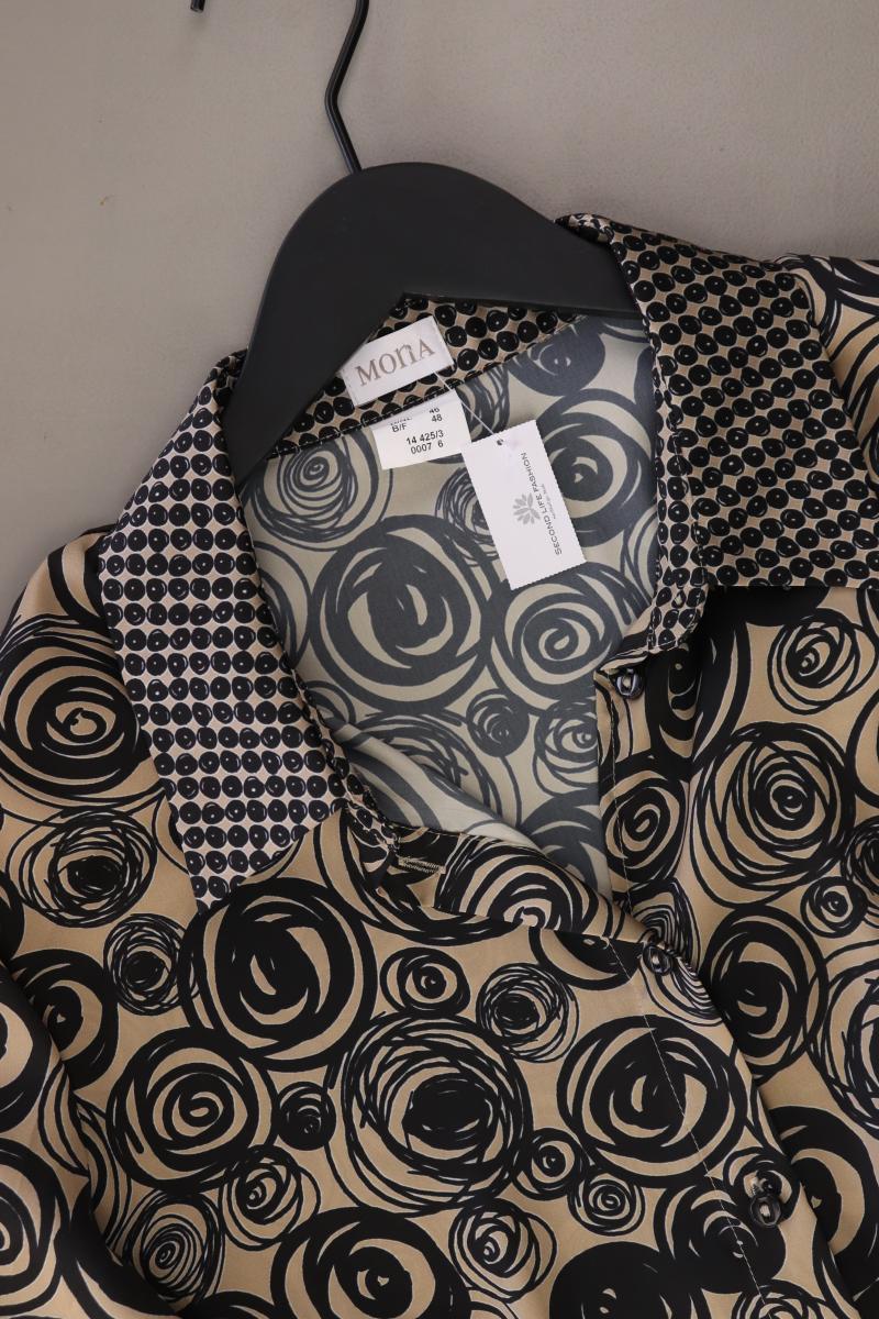 Mona Bluse mit Rosenmuster Gr. 46 Langarm braun aus Polyester