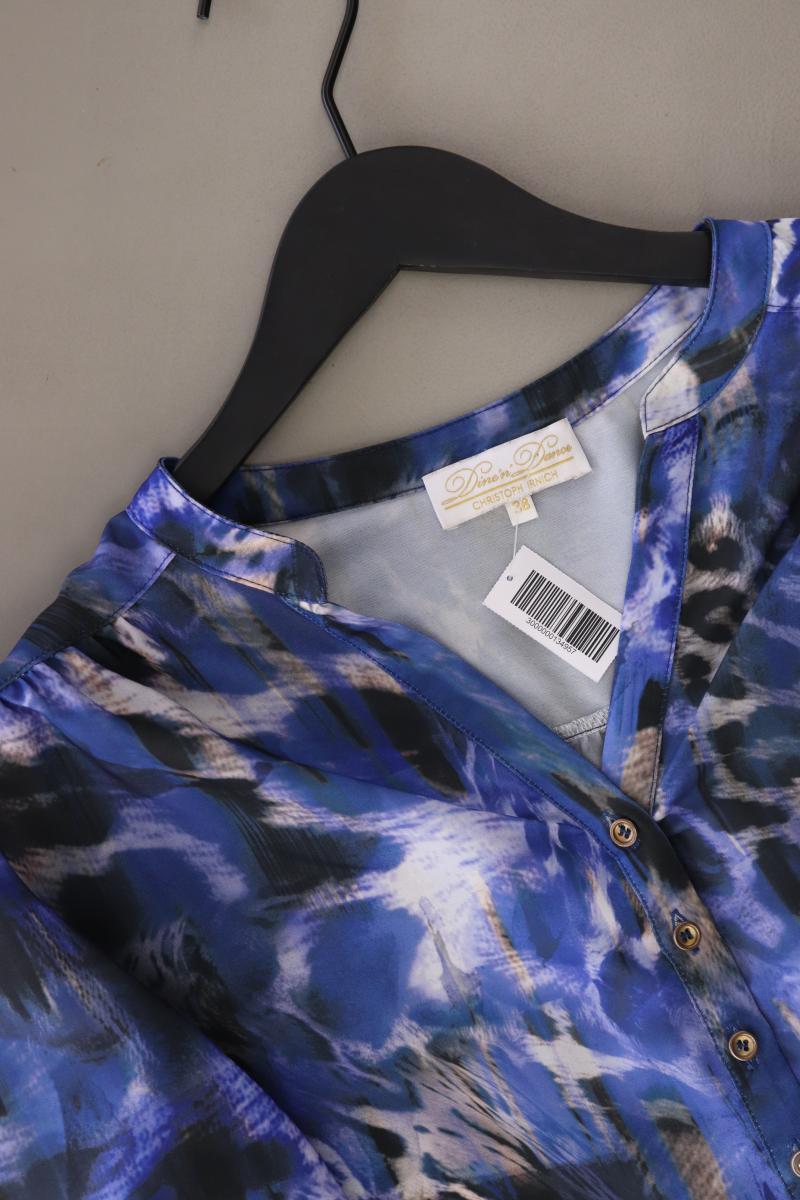 Dine n Dance Oversize-Bluse Gr. 38 mit Tierdruck 3/4 Ärmel blau aus Polyester